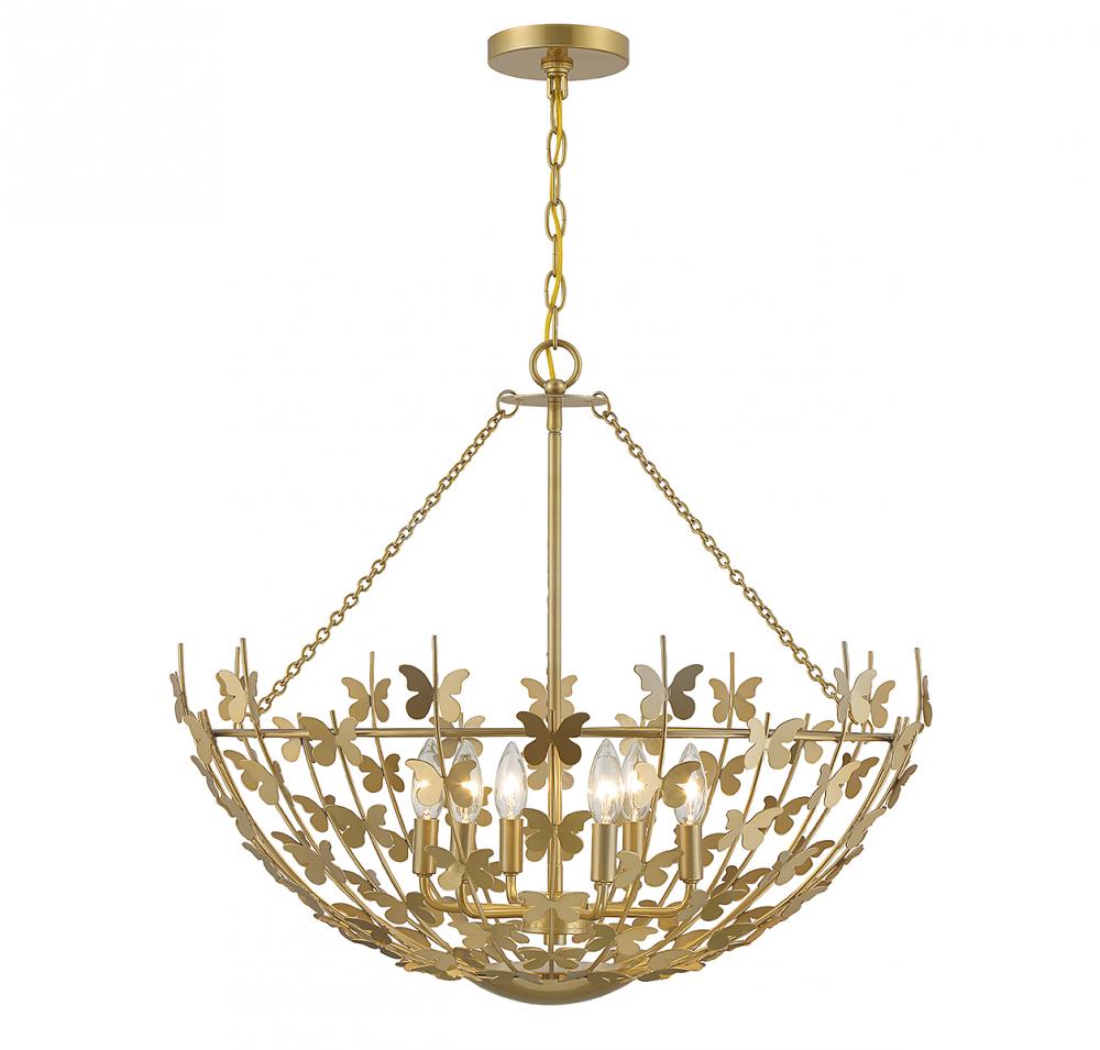 Birch 6-Light Pendant in Burnished Brass