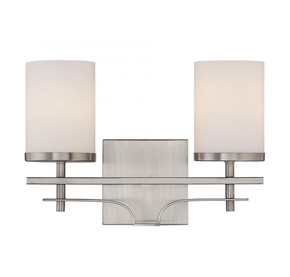 Colton 2-Light Bathroom Vanity Light in Satin Nickel