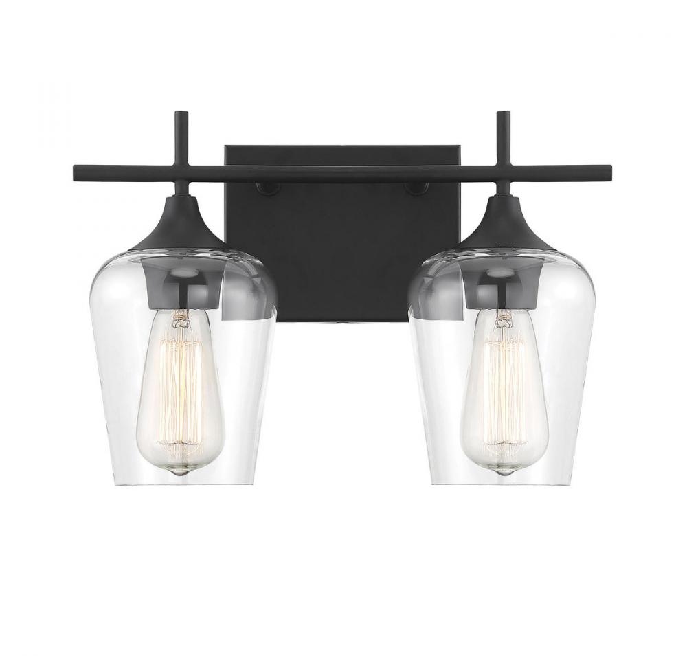 Octave 2-Light Bathroom Vanity Light in Black