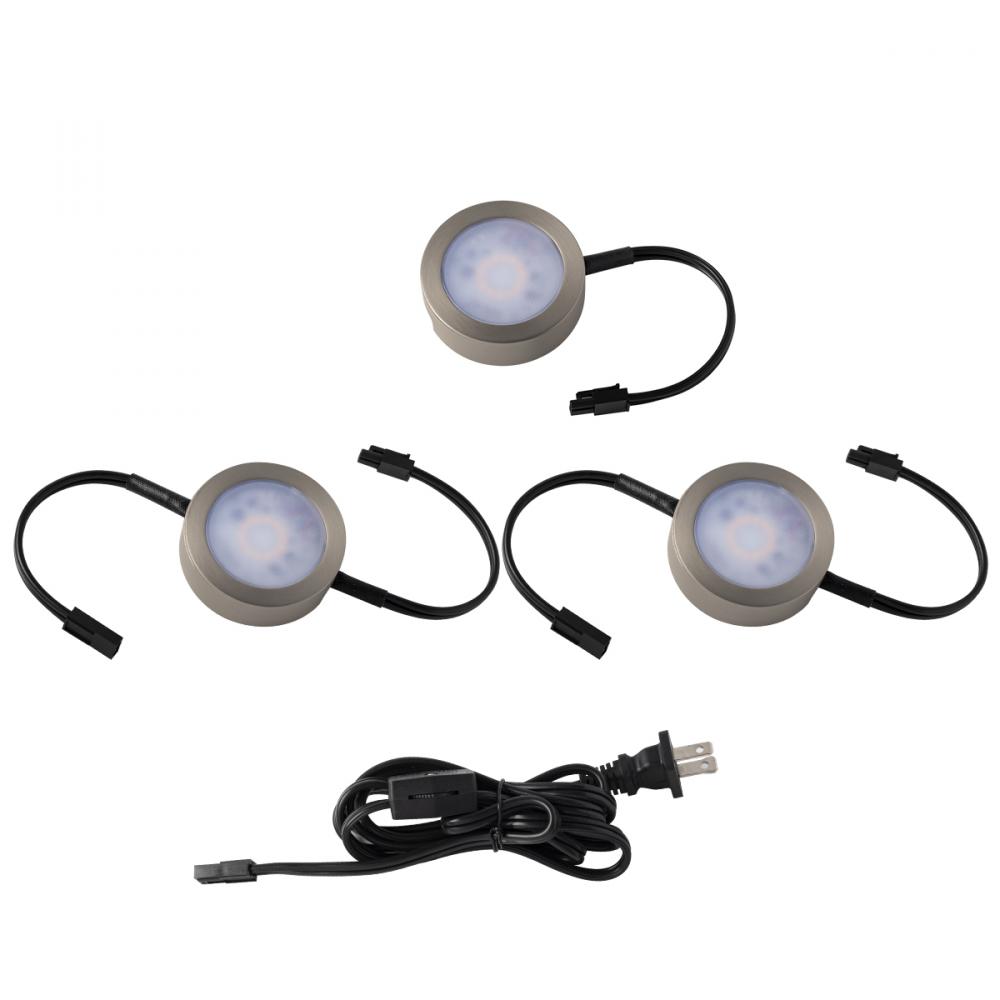 Puck Light Kit- 2 Double Wire Lights, 1 Single Wire Lights, and Cord