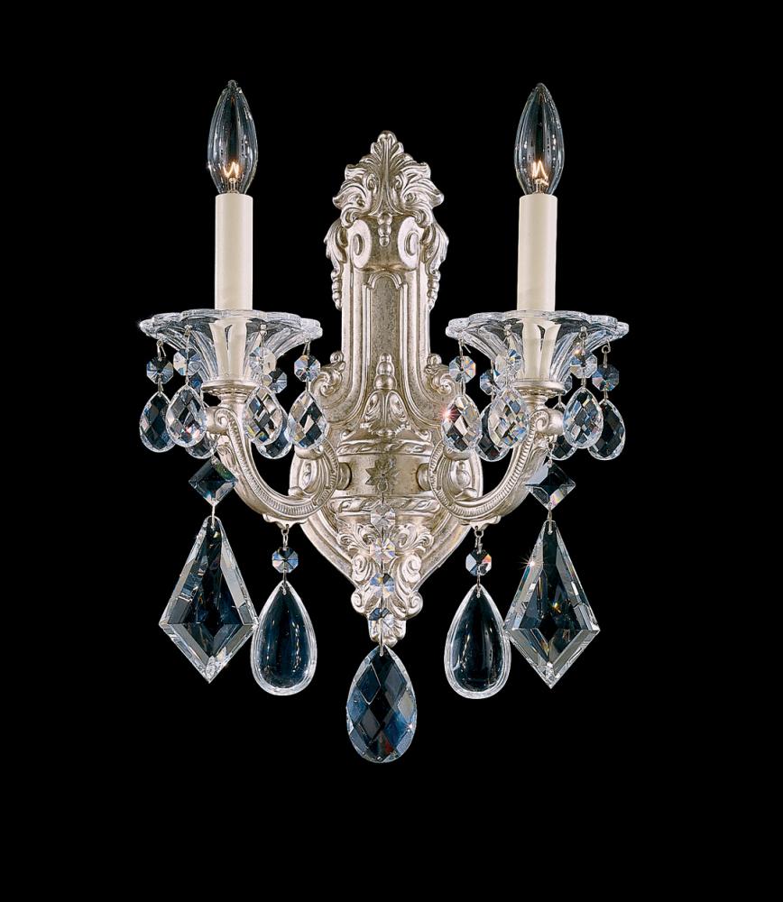 La Scala 2 Light 120V Wall Sconce in Heirloom Bronze with Heritage Handcut Crystal