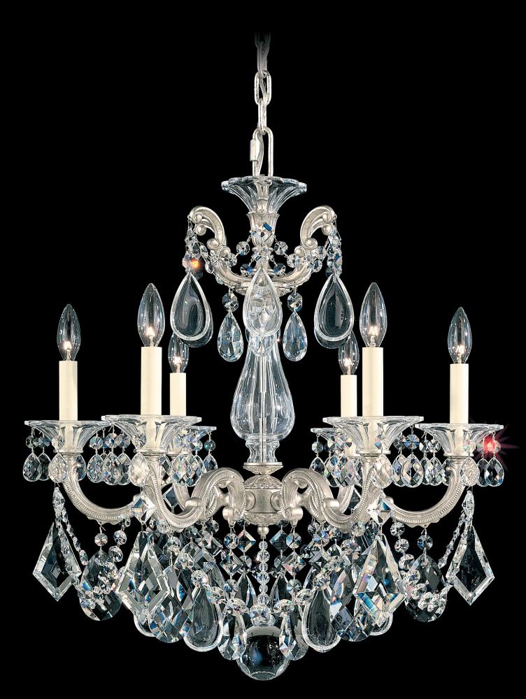 La Scala 6 Light 120V Chandelier in Florentine Bronze with Clear Heritage Handcut Crystal