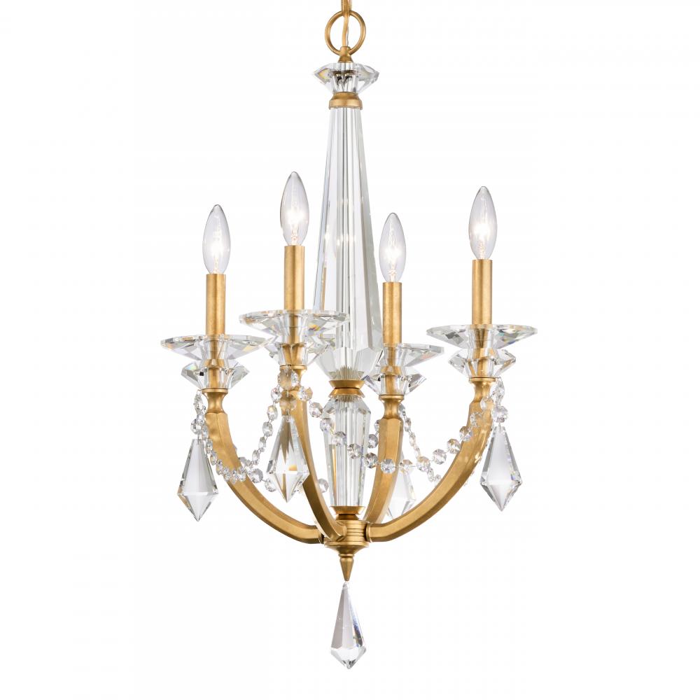 Verona 4 Light 120V Chandelier in Antique Silver with Radiance Crystal