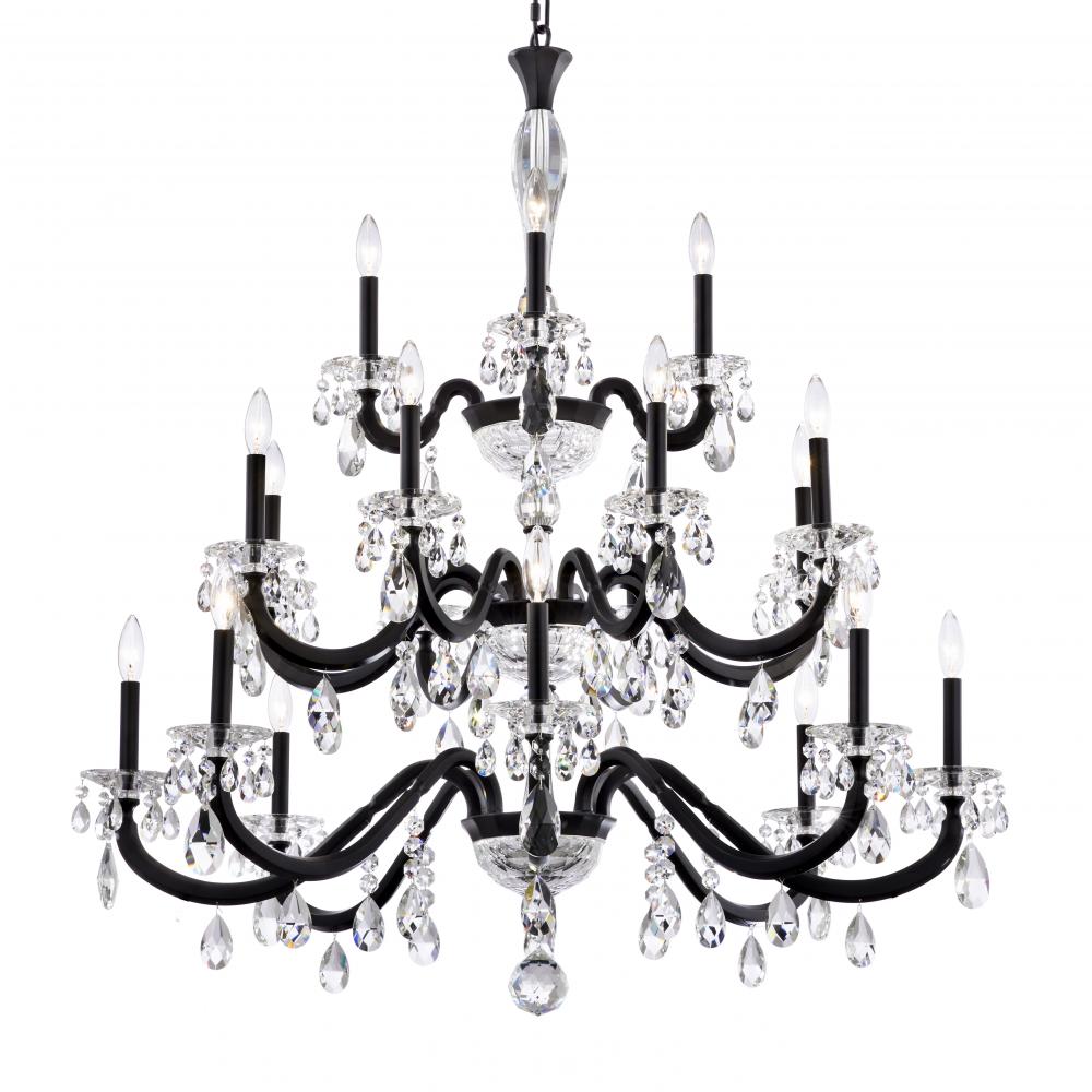 San Marco 20 Light 120V Chandelier in Black with Radiance Crystal