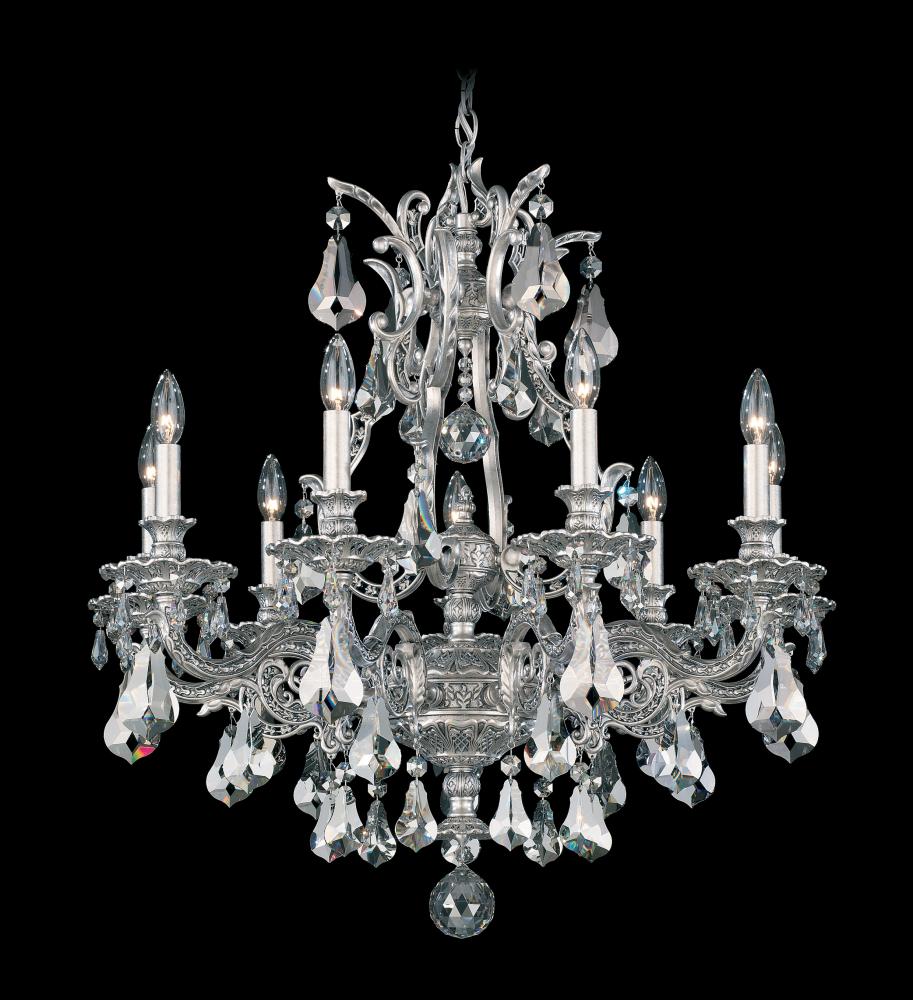 Sophia 9 Light 120V Chandelier in Antique Silver with Heritage Handcut Crystal