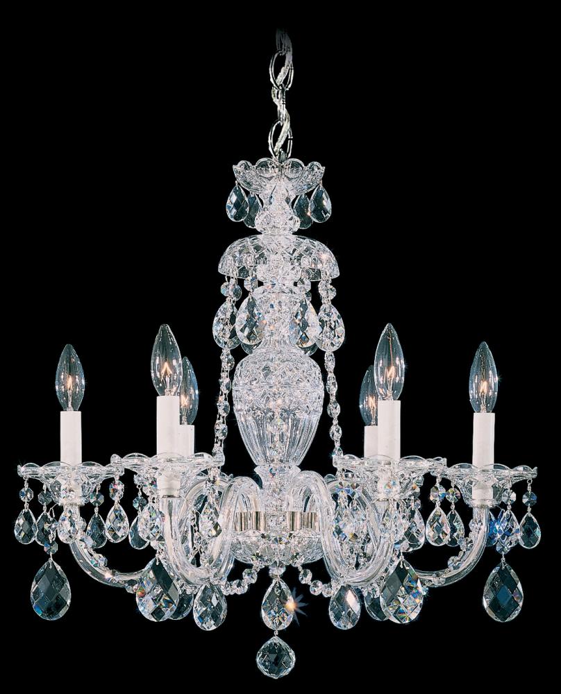 Sterling 6 Light 110V Chandelier in Silver with Clear Crystals From Swarovski®