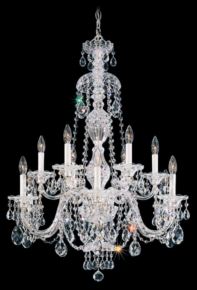 Sterling 12 Light 110V Chandelier in Silver with Clear Crystals From Swarovski®