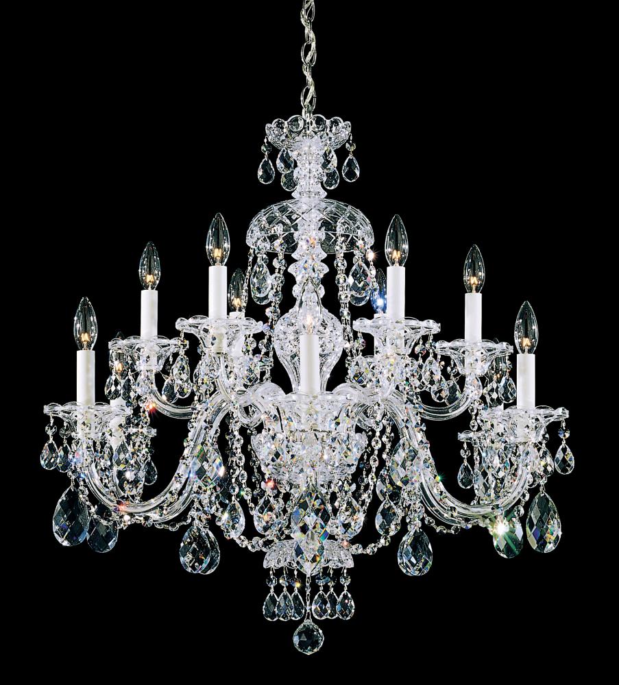 Sterling 12 Light 120V Chandelier in Polished Silver with Clear Heritage Handcut Crystal