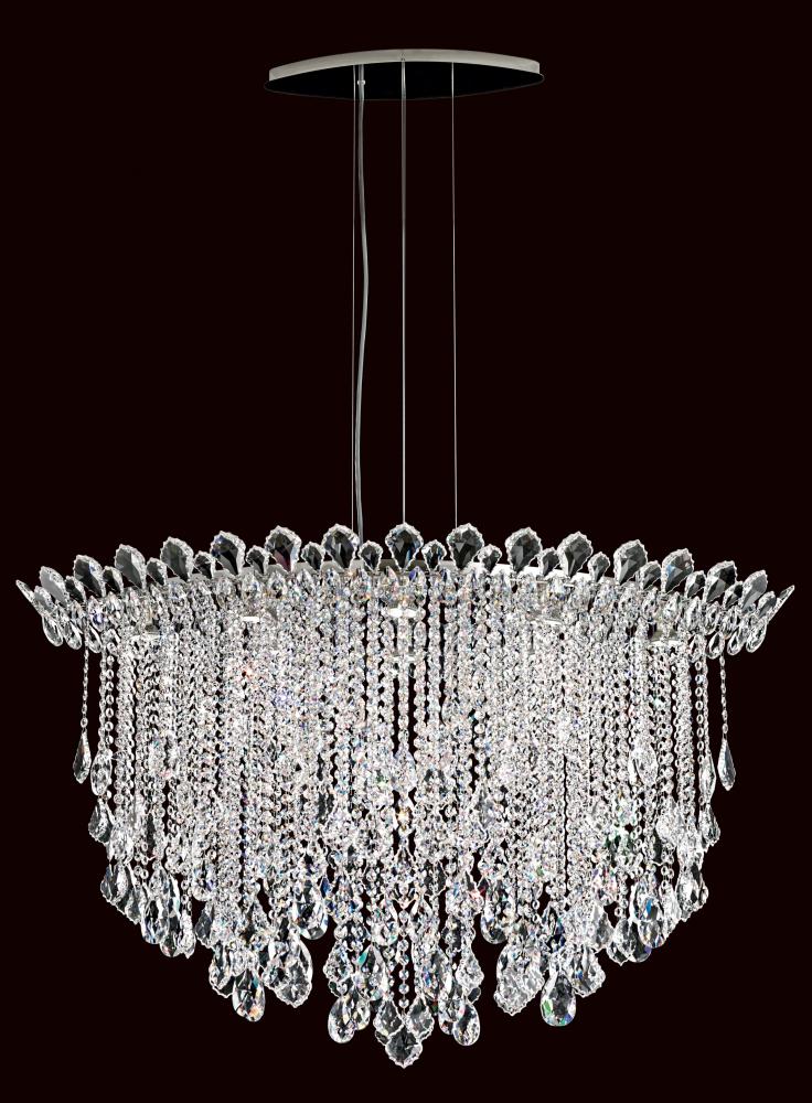 Trilliane Strands 8 Light 120V Pendant in Polished Stainless Steel with Heritage Handcut Crystal