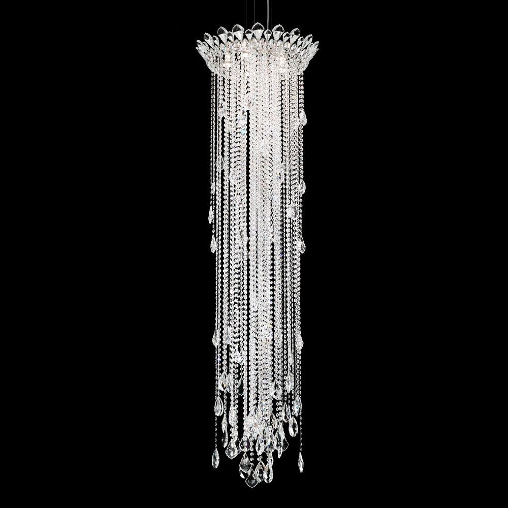 Trilliane Strands 5 Light 120V Pendant in Polished Stainless Steel with Heritage Handcut Crystal