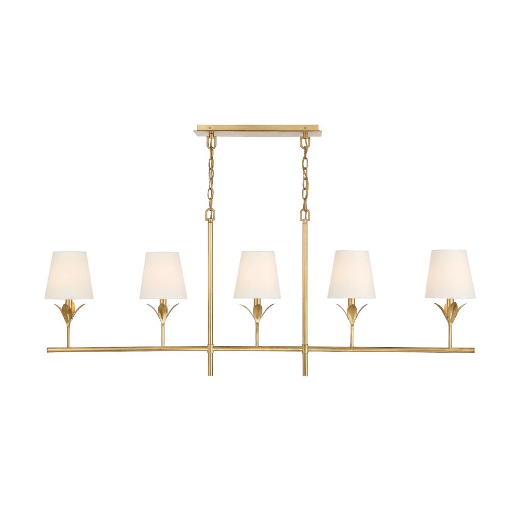 Broche 5 Light Antique Gold Chandelier