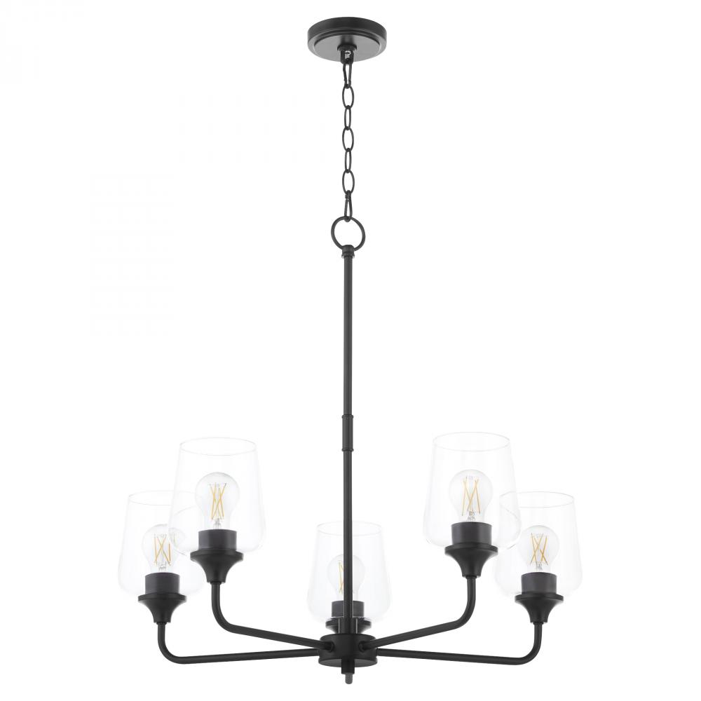 Raymond 5 Light Chandelier, Matte Black