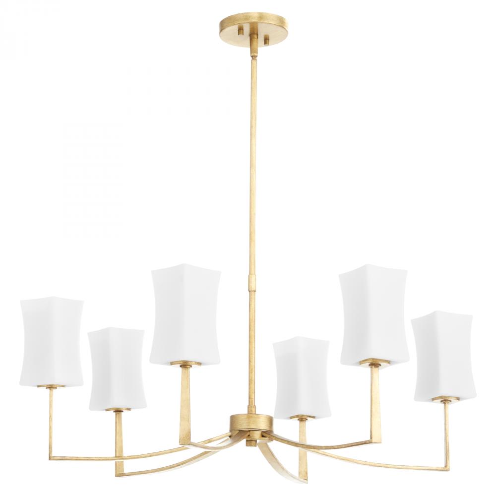 Ayala 6 Light Chandelier, Gold Leaf