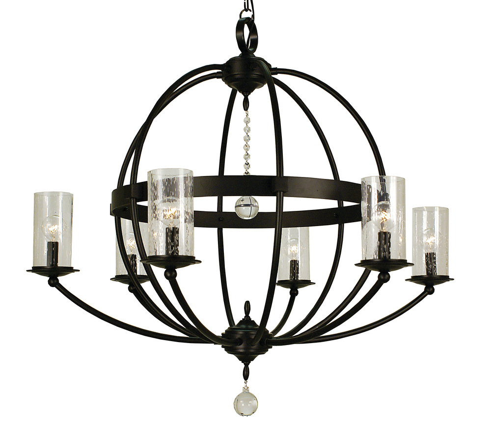 6-Light Mahogany Bronze Compass Foyer Chandelier