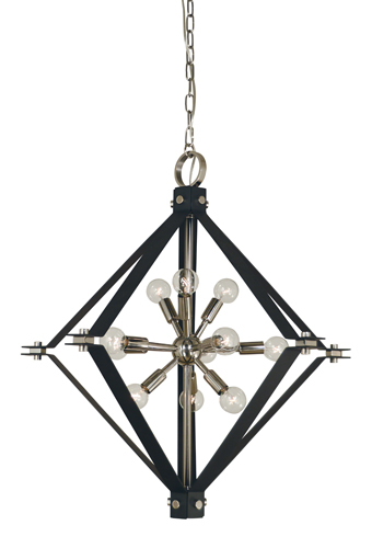 11-Light Polished Nickel/Matte Black Axis Chandelier