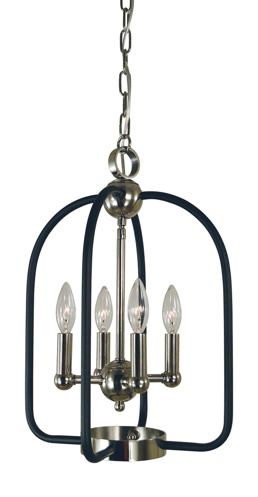 4-Light Polished Nickel/Matte Black Boulevard Chandelier