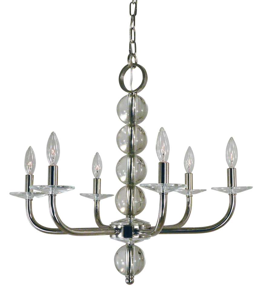 6-Light Polished Nickel Glamour Chandelier